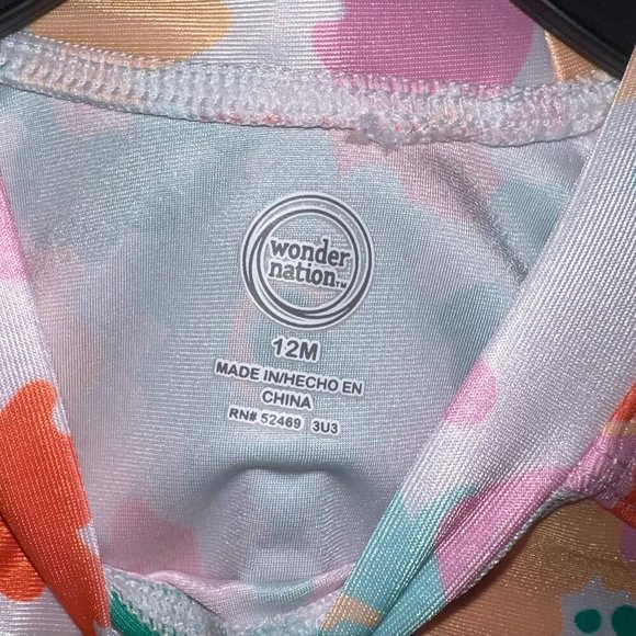 NWT Wonder Nation Toddler Girl Long Sleeve Rash Guard Set Aqua Reef Size 12M - Picture 3 of 6
